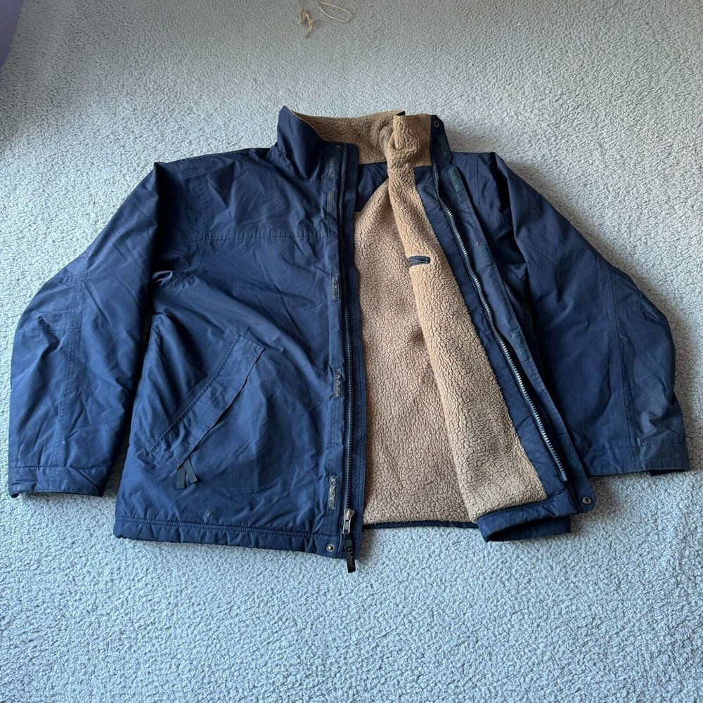 LL Bean Jacket Mens Extra Large Blue Bomber Ski Sherpa Lined Nylon Outdoor Snow